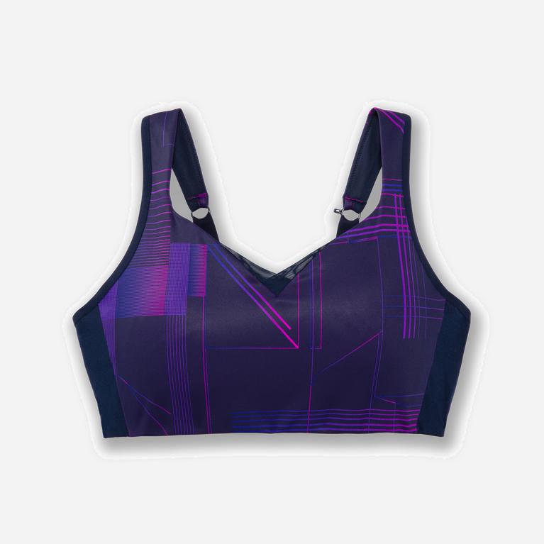 Brooks Drive Convertible Womens Running Bra Ireland Matrix Navy Print/Purple (EQDM-40519)